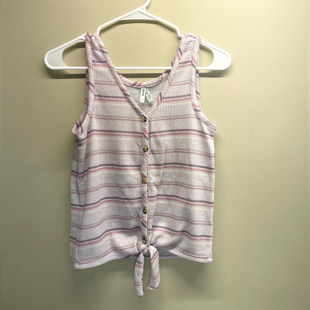 Mudd Purple Shades Stripped Tank Top Front Tie